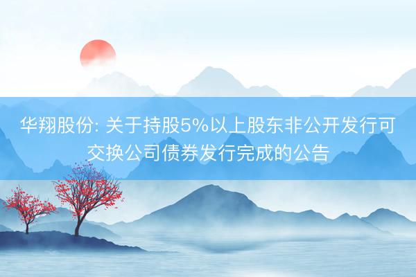 华翔股份: 关于持股5%以上股东非公开发行可交换公司债券发行完成的公告