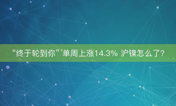 “终于轮到你” 单周上涨14.3% 沪镍怎么了？
