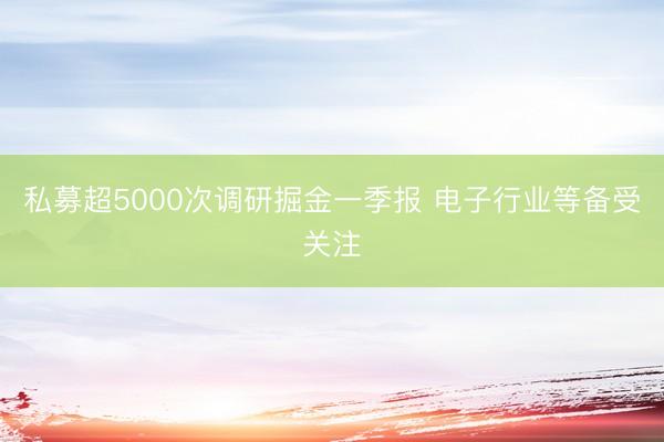 私募超5000次调研掘金一季报 电子行业等备受关注