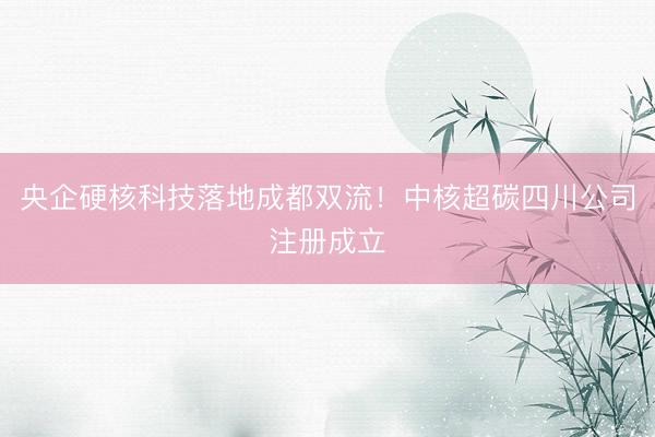 央企硬核科技落地成都双流！中核超碳四川公司注册成立