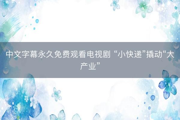 中文字幕永久免费观看电视剧 “小快递”撬动“大产业”