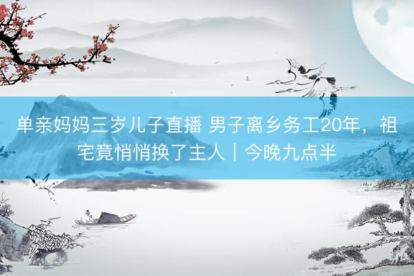 单亲妈妈三岁儿子直播 男子离乡务工20年，祖宅竟悄悄换了主人｜今晚九点半