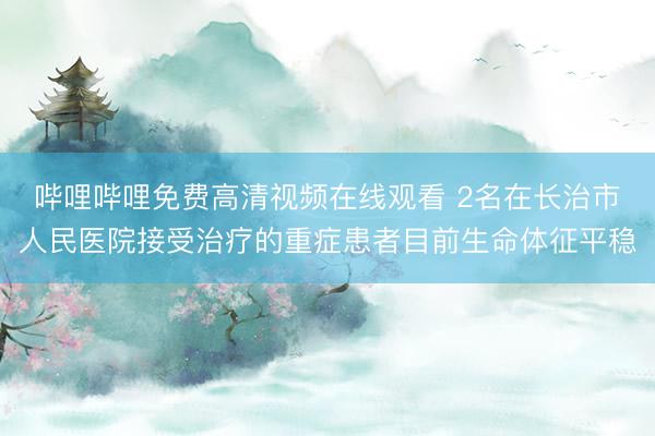 哔哩哔哩免费高清视频在线观看 2名在长治市人民医院接受治疗的重症患者目前生命体征平稳