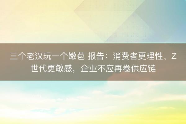 三个老汉玩一个嫩苞 报告：消费者更理性、Z世代更敏感，企业不应再卷供应链