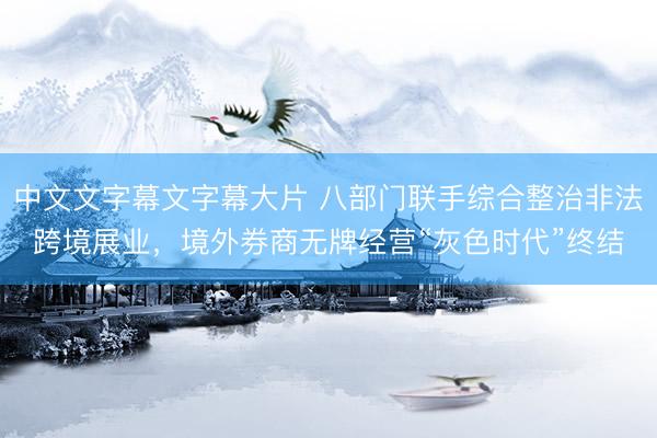 中文文字幕文字幕大片 八部门联手综合整治非法跨境展业，境外券商无牌经营“灰色时代”终结