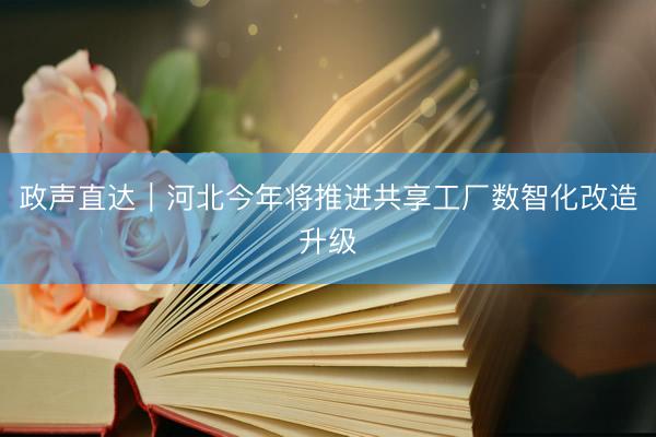 政声直达｜河北今年将推进共享工厂数智化改造升级