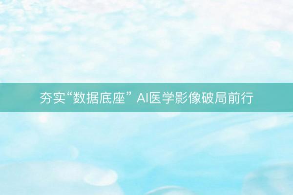 夯实“数据底座” AI医学影像破局前行