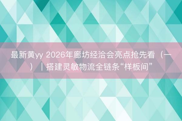 最新黄yy 2026年廊坊经洽会亮点抢先看(一)|搭建灵敏物流全链条“样板间”