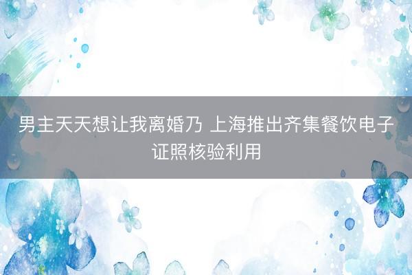 男主天天想让我离婚乃 上海推出齐集餐饮电子证照核验利用